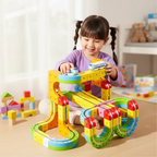 Zugstrecke mit Montessori-STEM-Bausteinen