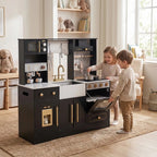 Montessori-Küche aus Holz mit Spülbecken und Stauraum
