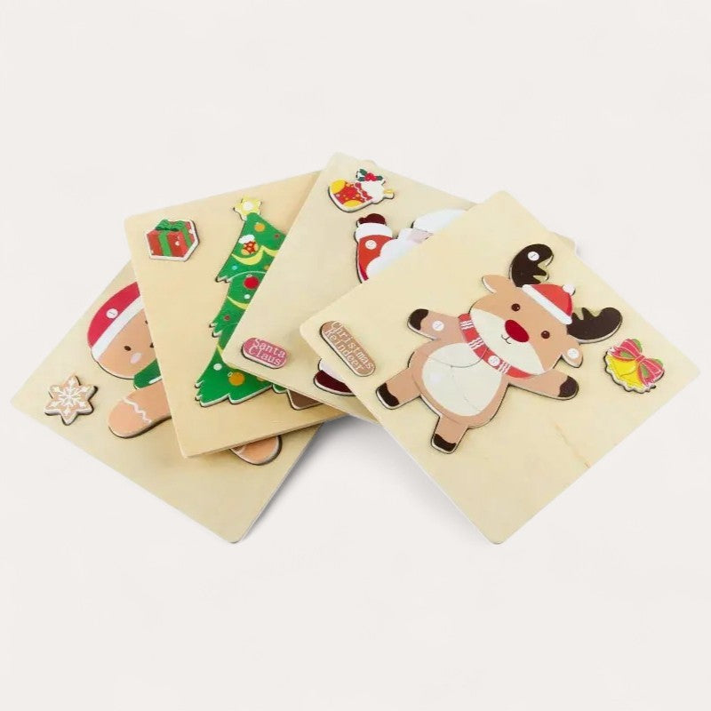 4er-Set Montessori-Weihnachtspuzzles