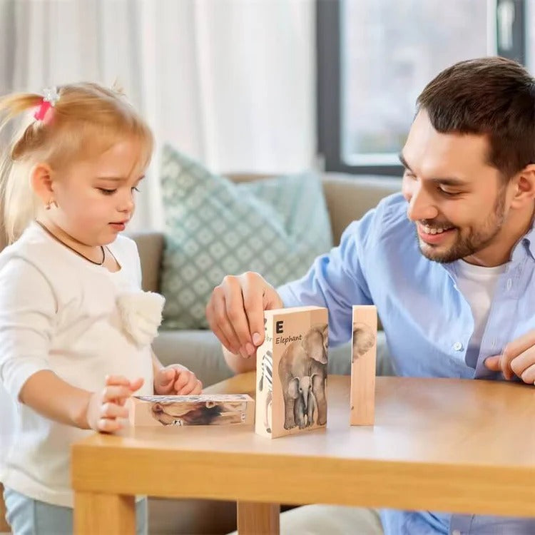 Montessori-Holzpuzzles mit Tiermotiven