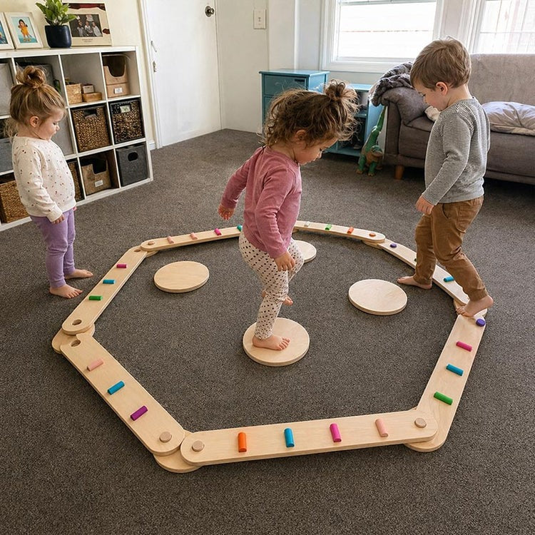 Montessori-Balancebalken und -Steine
