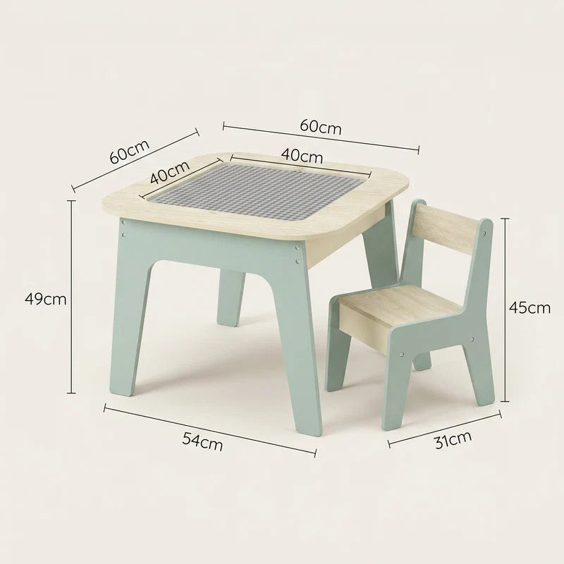 4-in-1-Montessori-Aktivitäten-Tisch mit Stühlen