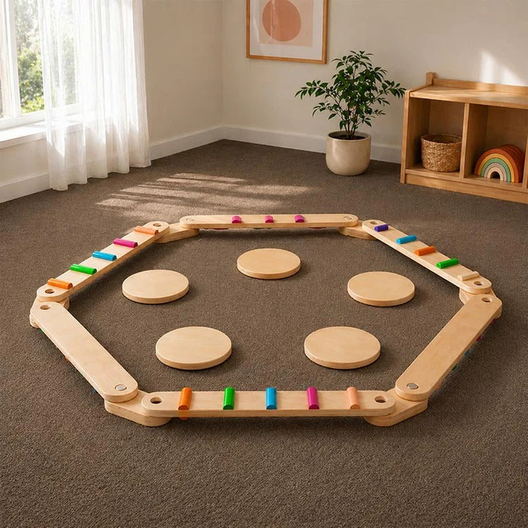 Montessori-Balancebalken und -Steine