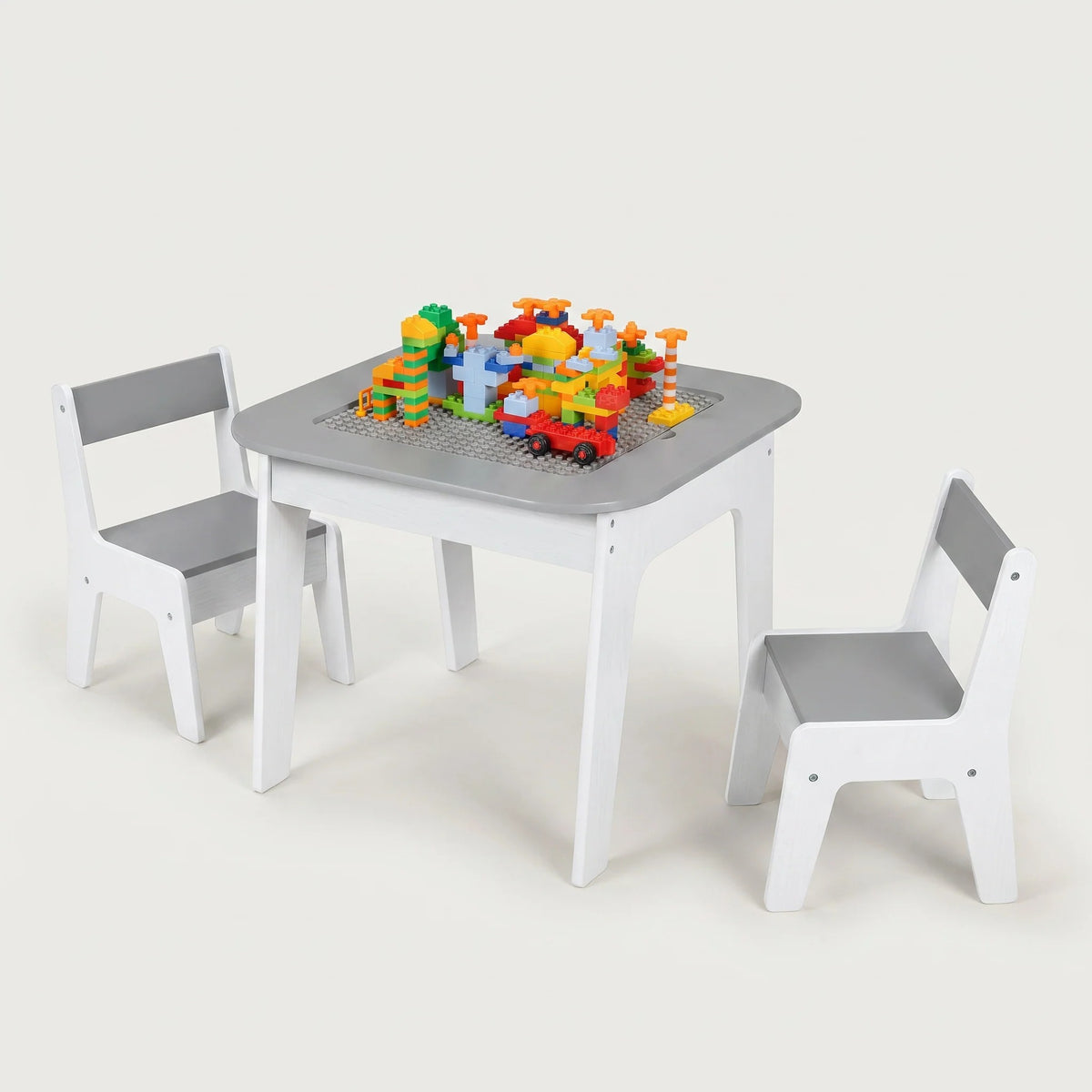 4-in-1-Montessori-Aktivitäten-Tisch mit Stühlen