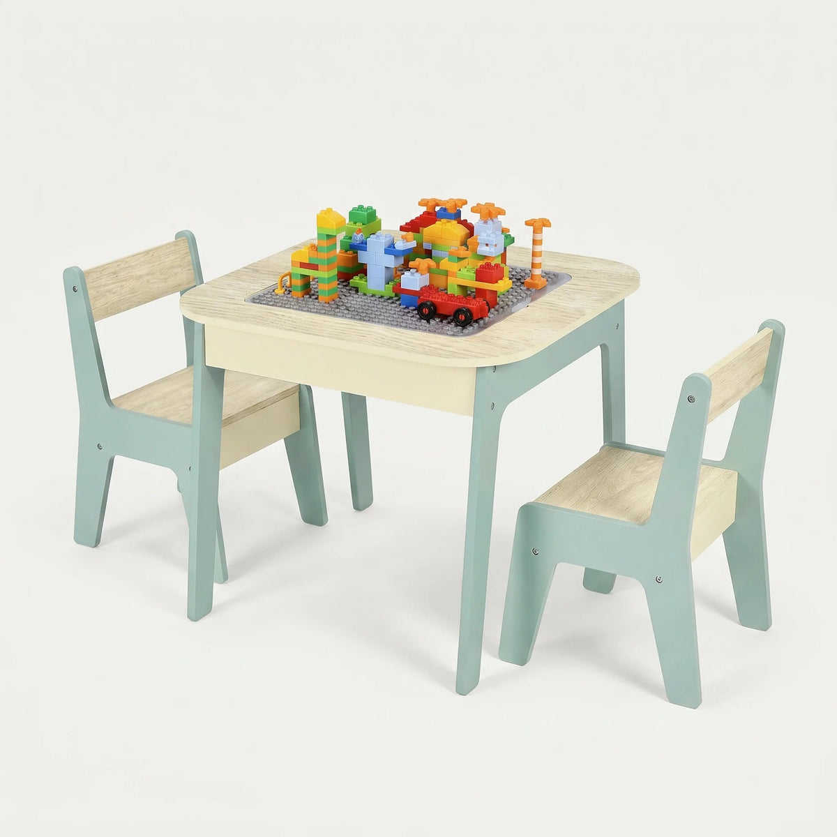4-in-1-Montessori-Aktivitäten-Tisch mit Stühlen