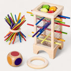 Montessori-Turm mit Kugeln und bunten Stäbchen