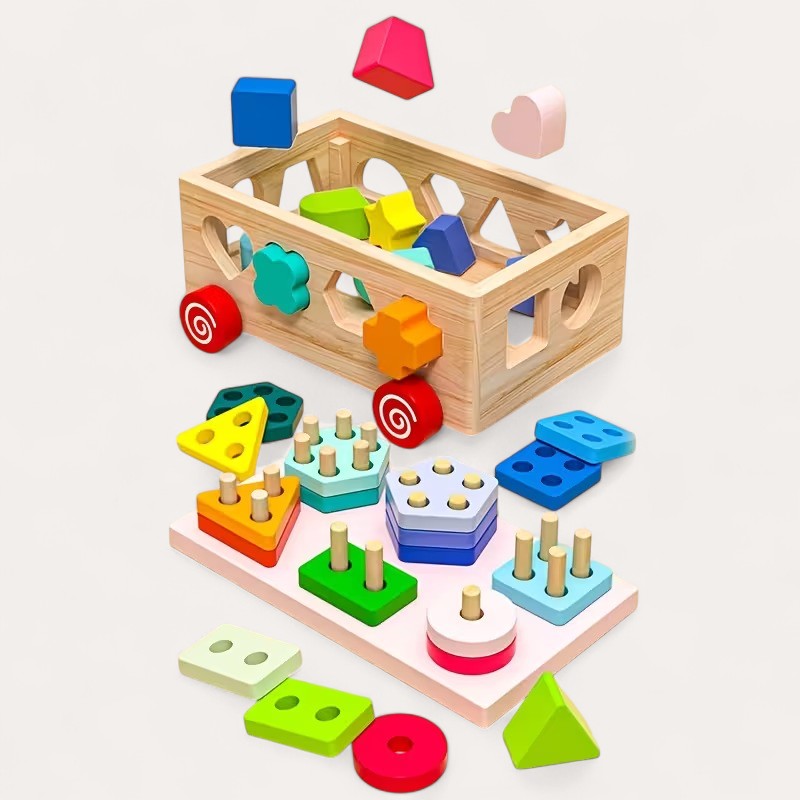 Montessori-Stapelspielzeug mit geometrischen Formen