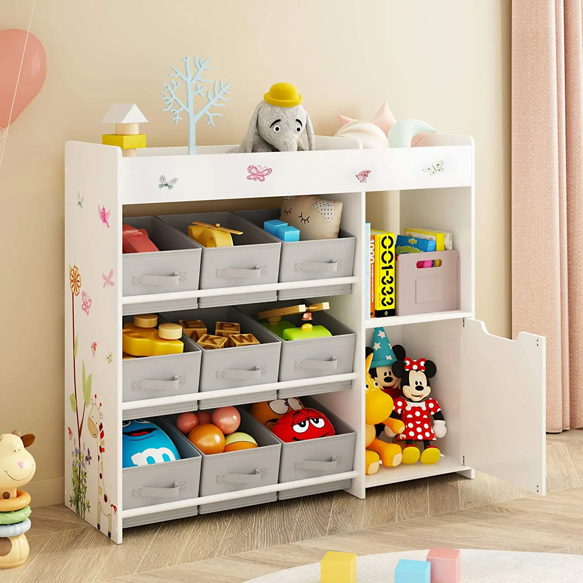 Kinder Spielzeug Aufbewahrungsregal 9 Boxen Weiß Montessori & Spielzeug