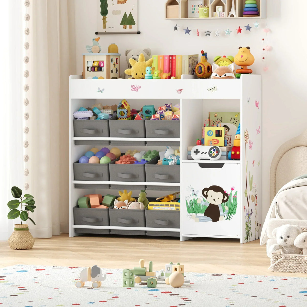 Kinder Spielzeug Aufbewahrungsregal 9 Boxen Weiß Montessori & Spielzeug