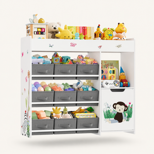 Kinder Spielzeug Aufbewahrungsregal 9 Boxen Weiß Montessori & Spielzeug