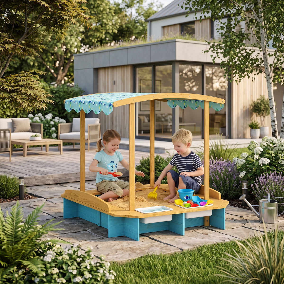 Montessori-Sandkasten mit Dach