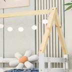 Hüttenbett mit ausziehbarem Bett weiß und natur Tilda Kids