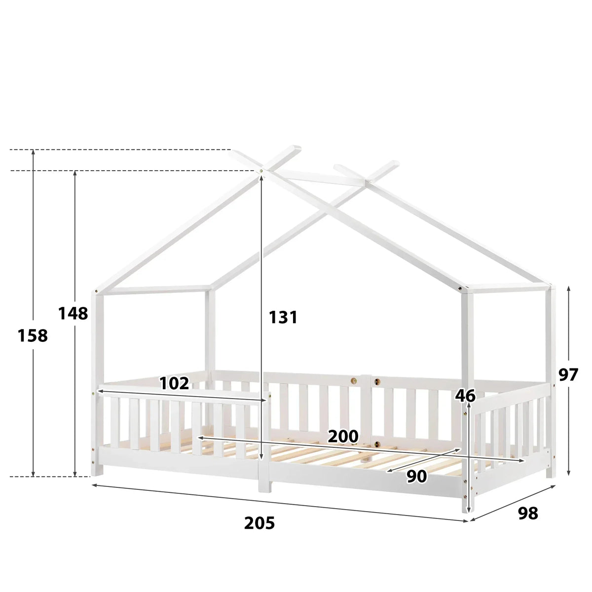 Weißes Holzbett in Hüttendesign für Kinder Tilda Kids