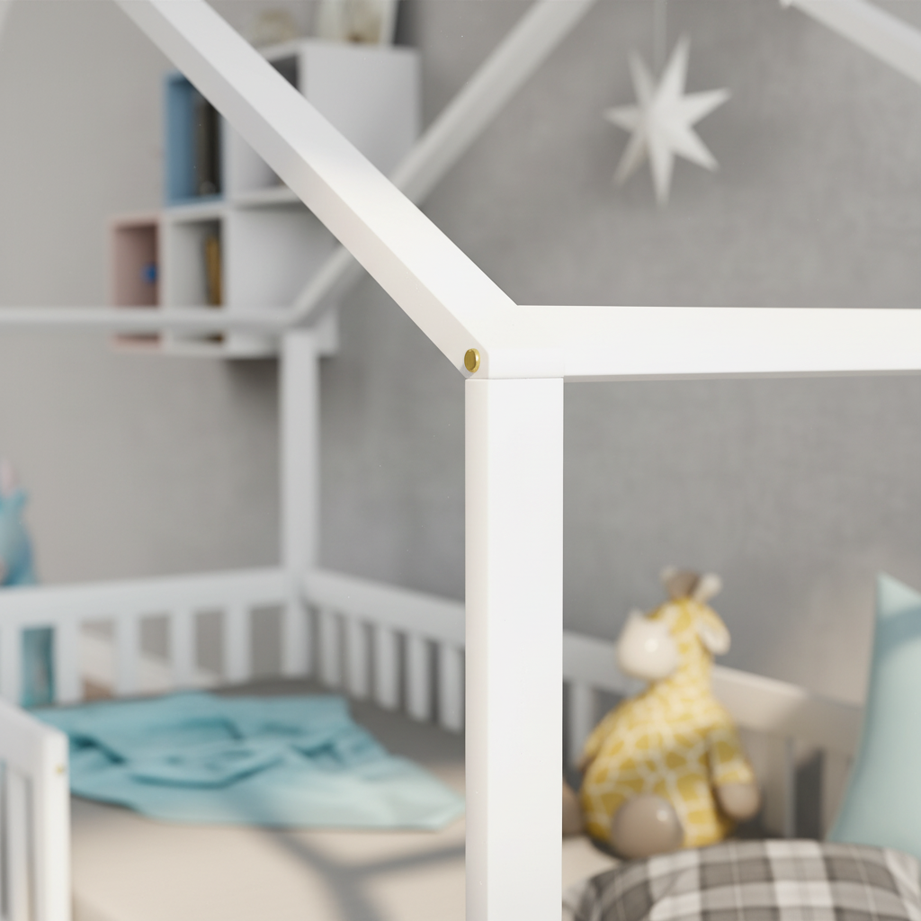 Weißes Holzbett in Hüttendesign für Kinder Tilda Kids