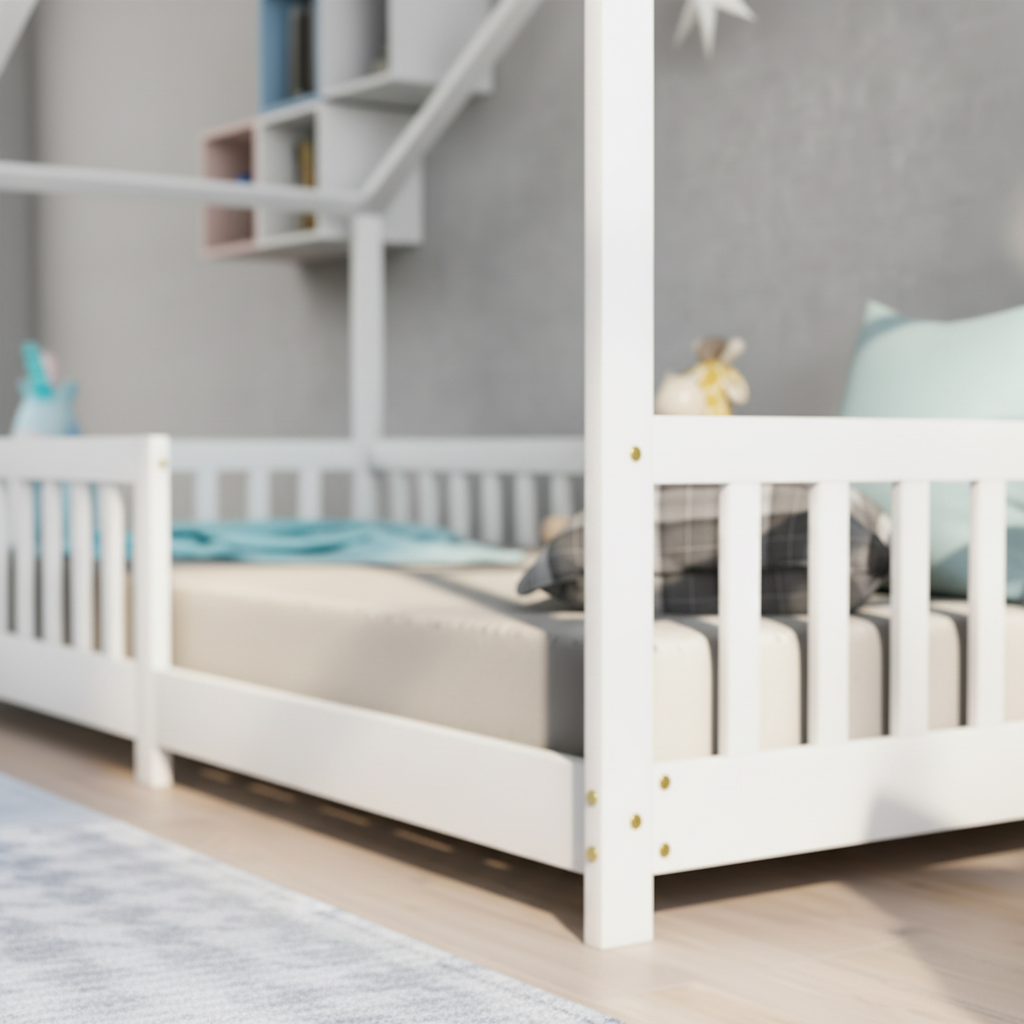 Weißes Holzbett in Hüttendesign für Kinder Tilda Kids