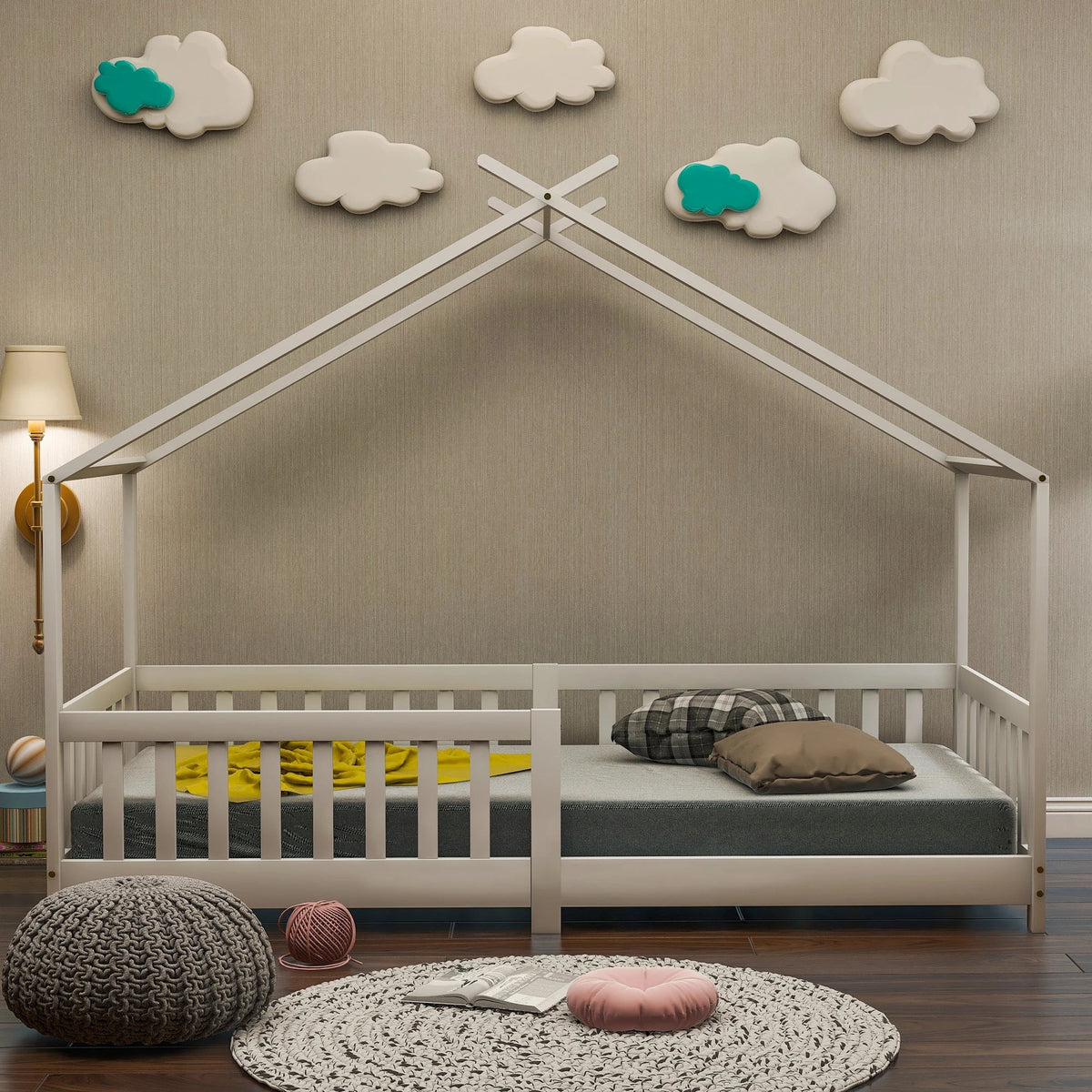 Weißes Holzbett in Hüttendesign für Kinder Tilda Kids