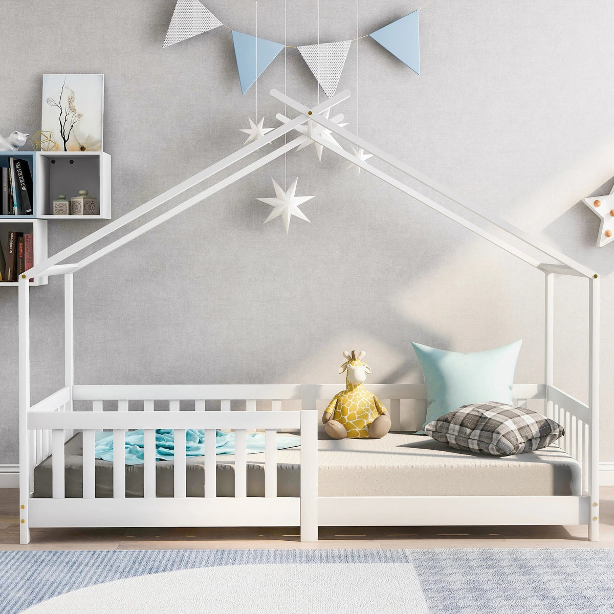 Weißes Holzbett in Hüttendesign für Kinder Tilda Kids