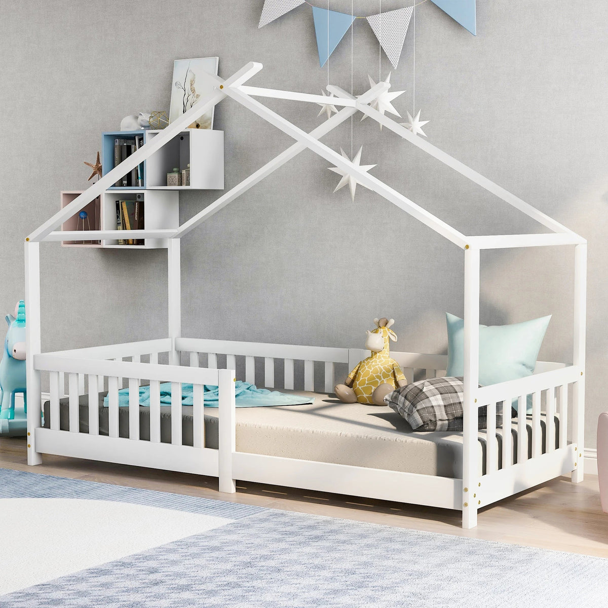 Weißes Holzbett in Hüttendesign für Kinder Tilda Kids