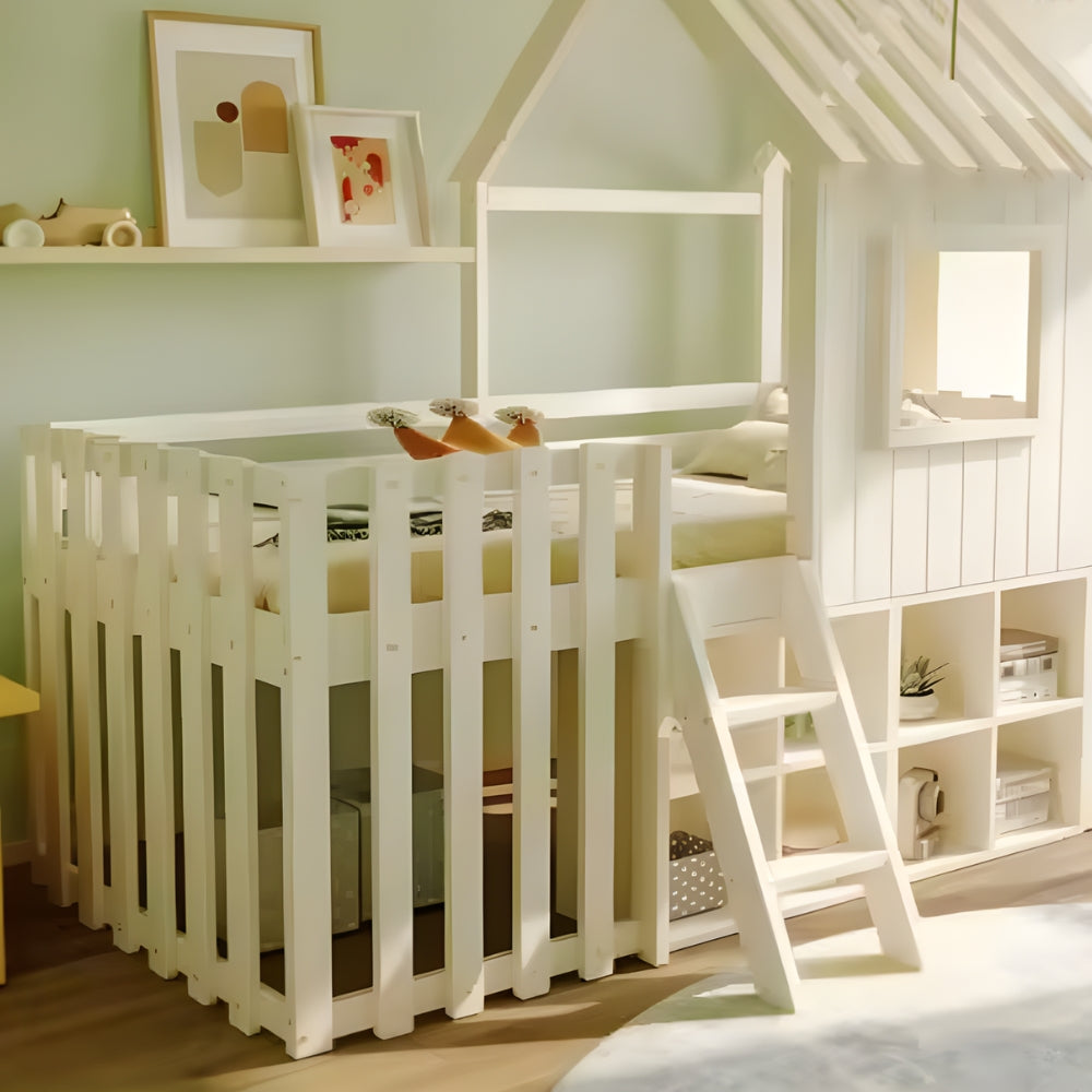 Weißes Hochbett mit Stauraum für Kinder Tilda Kids