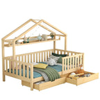 Kinderbett aus naturbelassenem Kiefernholz mit Schublade 90x200 Lilla Kids