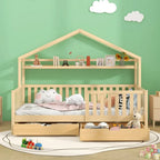 Kinderbett aus naturbelassenem Kiefernholz mit Schublade 90x200 Lilla Kids