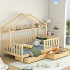 Kinderbett aus naturbelassenem Kiefernholz mit Schublade 90x200 Lilla Kids