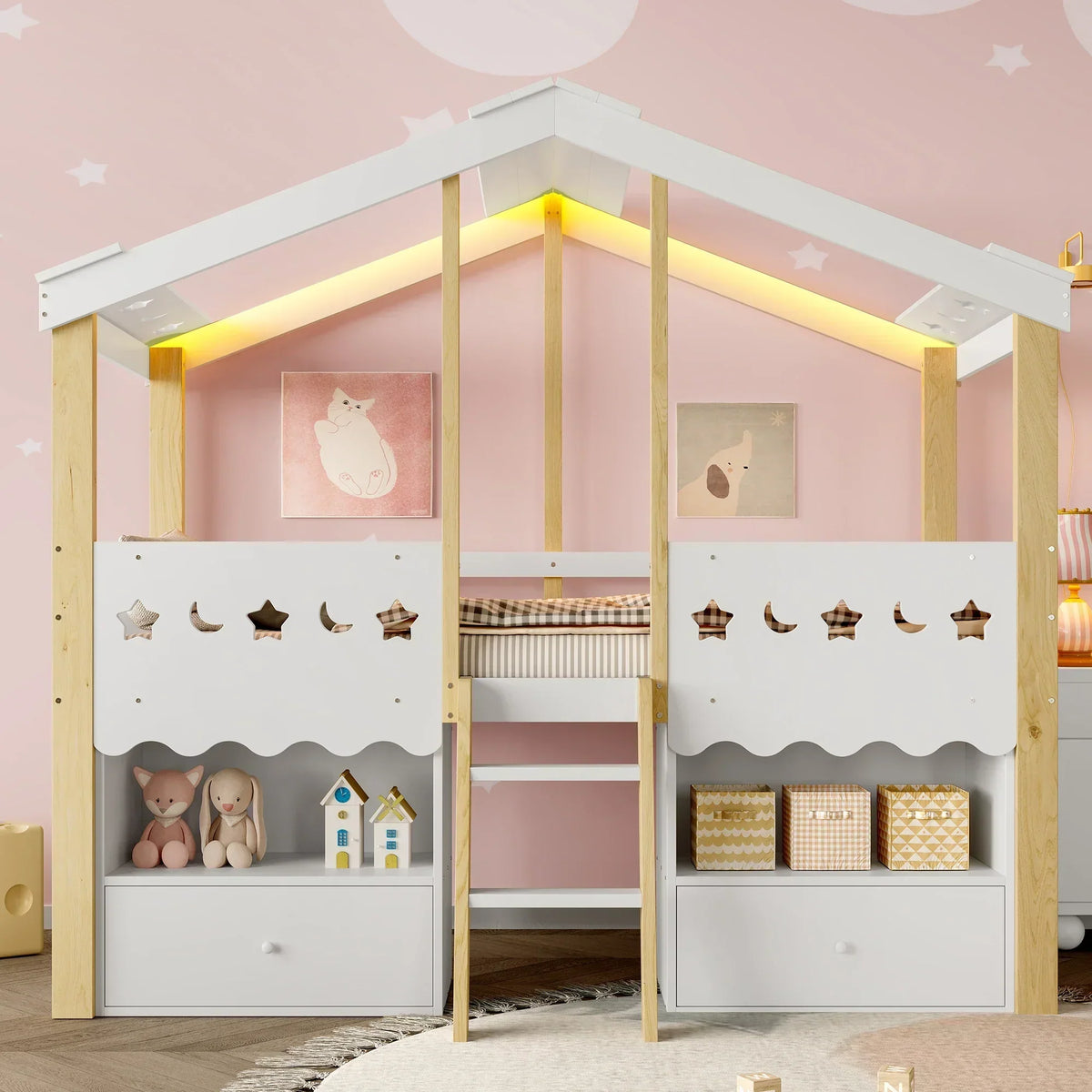Kinderbett Hütte mit integriertem Stauraum Tilda Kids