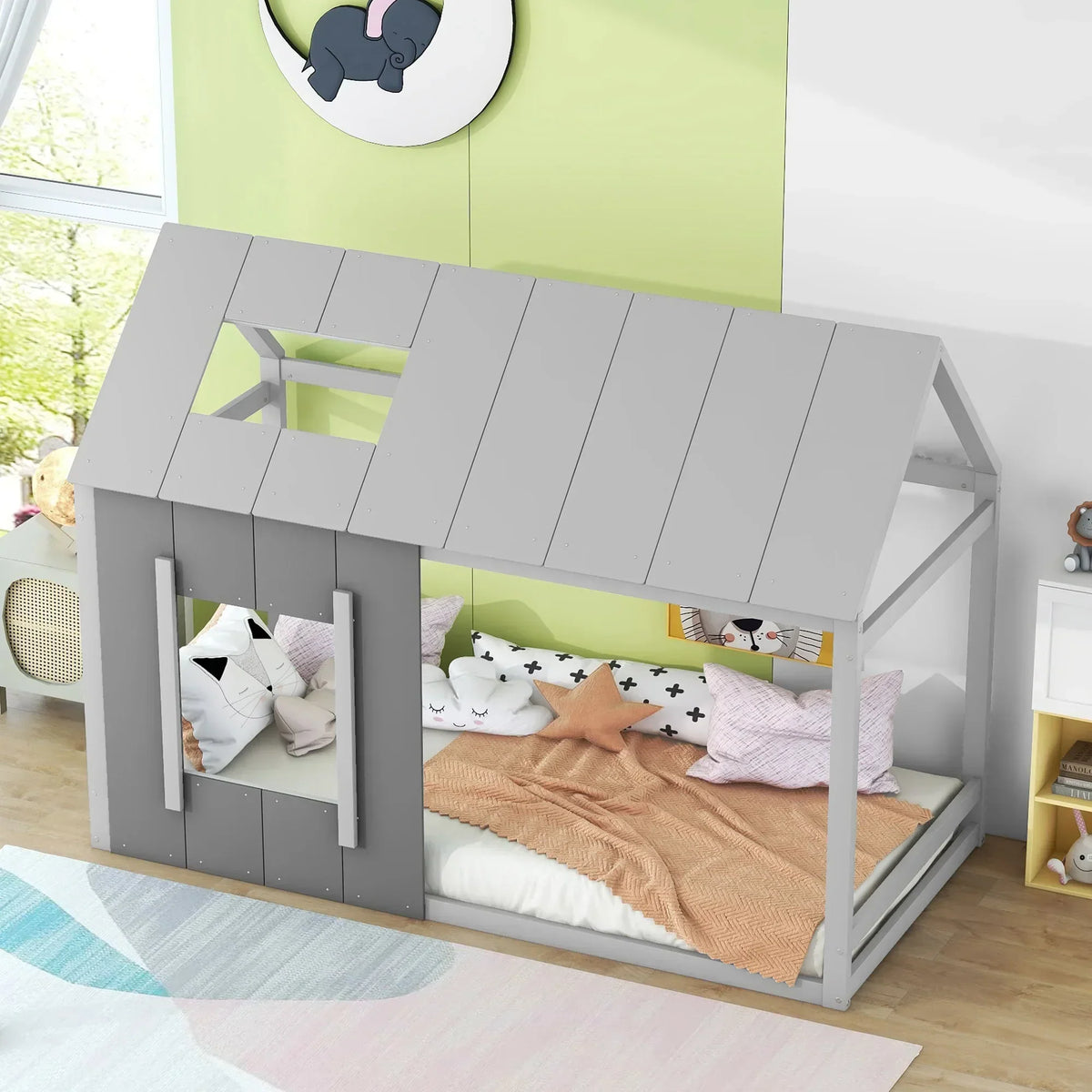 Kinderbett Holzhütte Grau Tilda Kids