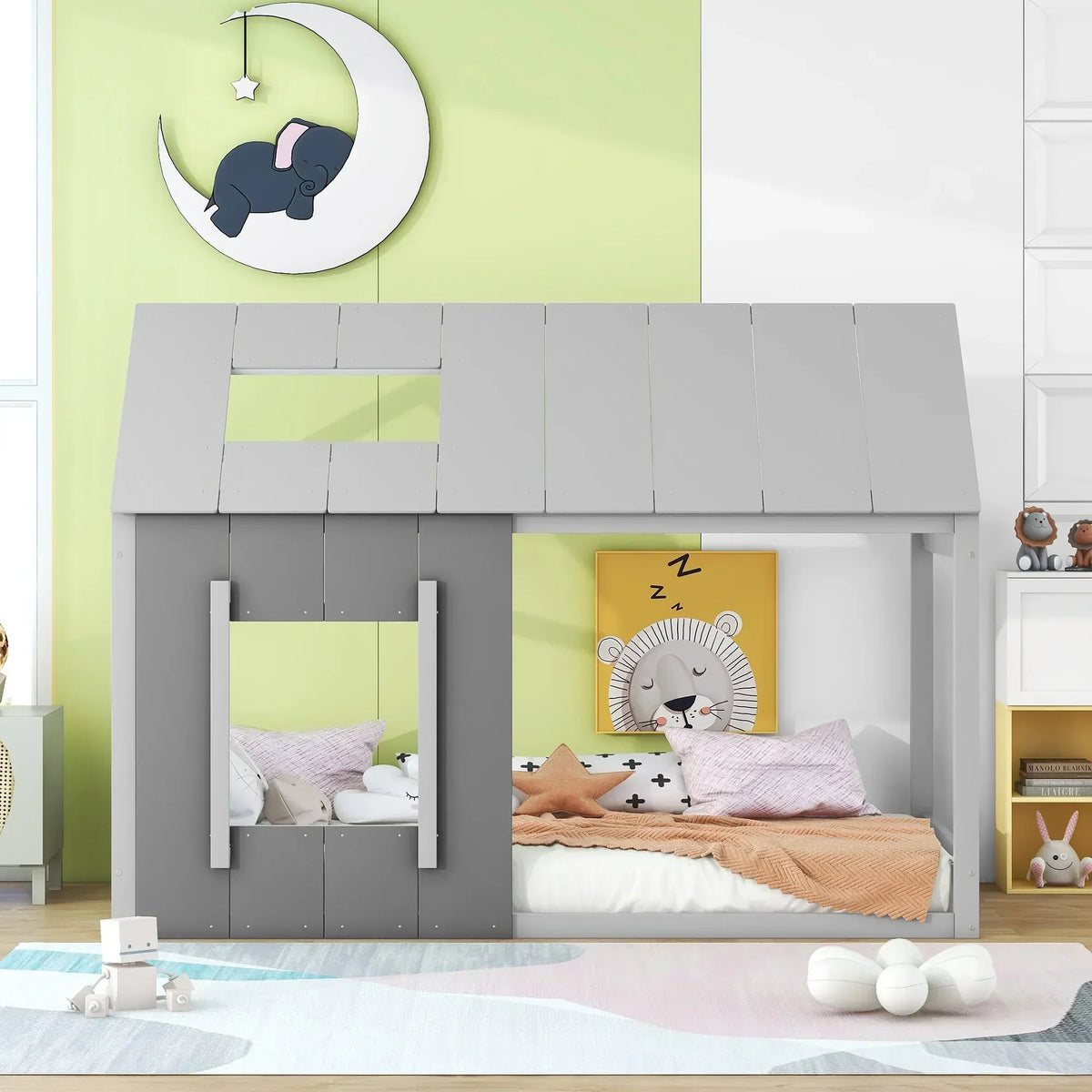 Kinderbett Holzhütte Grau Tilda Kids