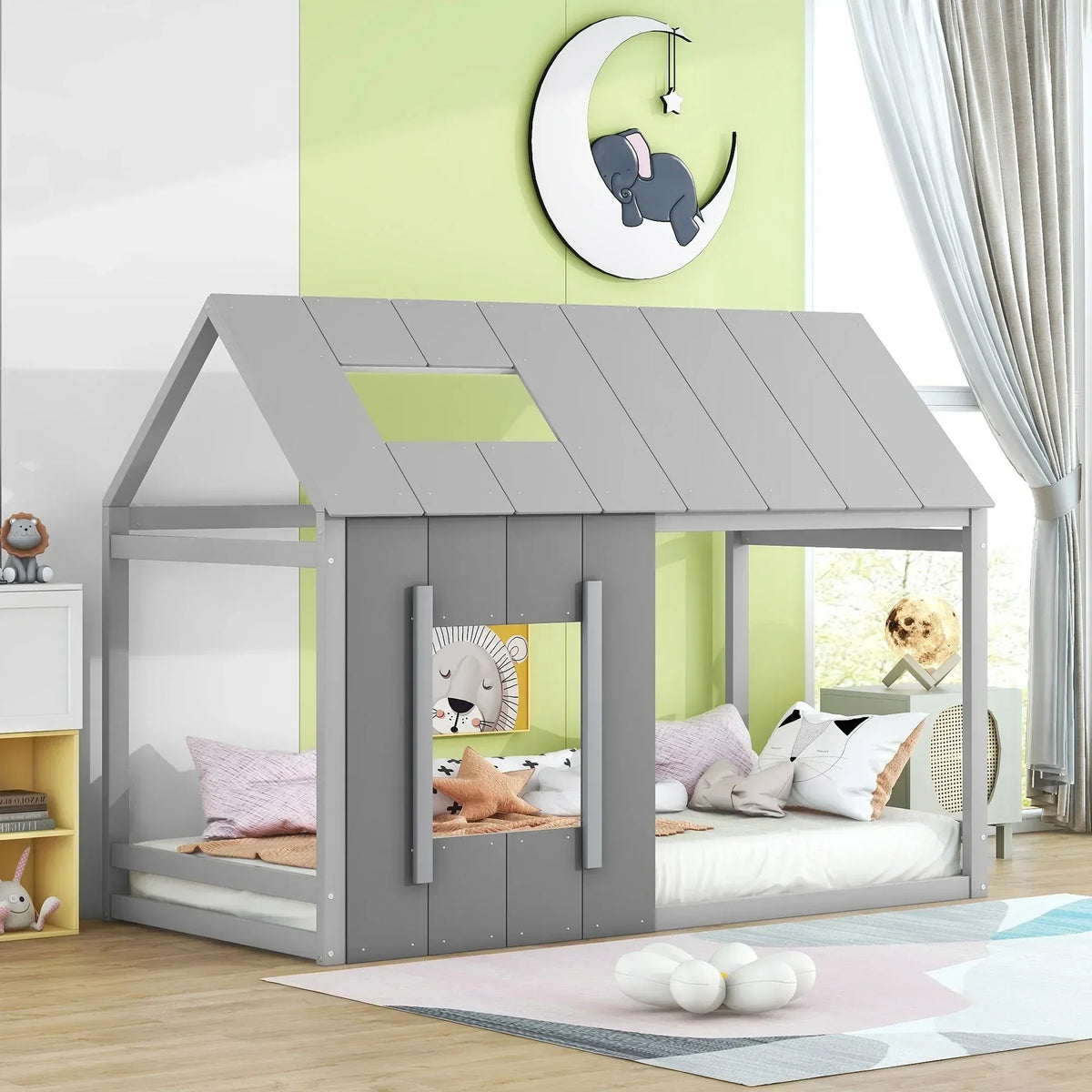 Kinderbett Holzhütte Grau Tilda Kids