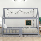 Graues Kinderbett mit Tafel und Lattenrost Lilla Kids