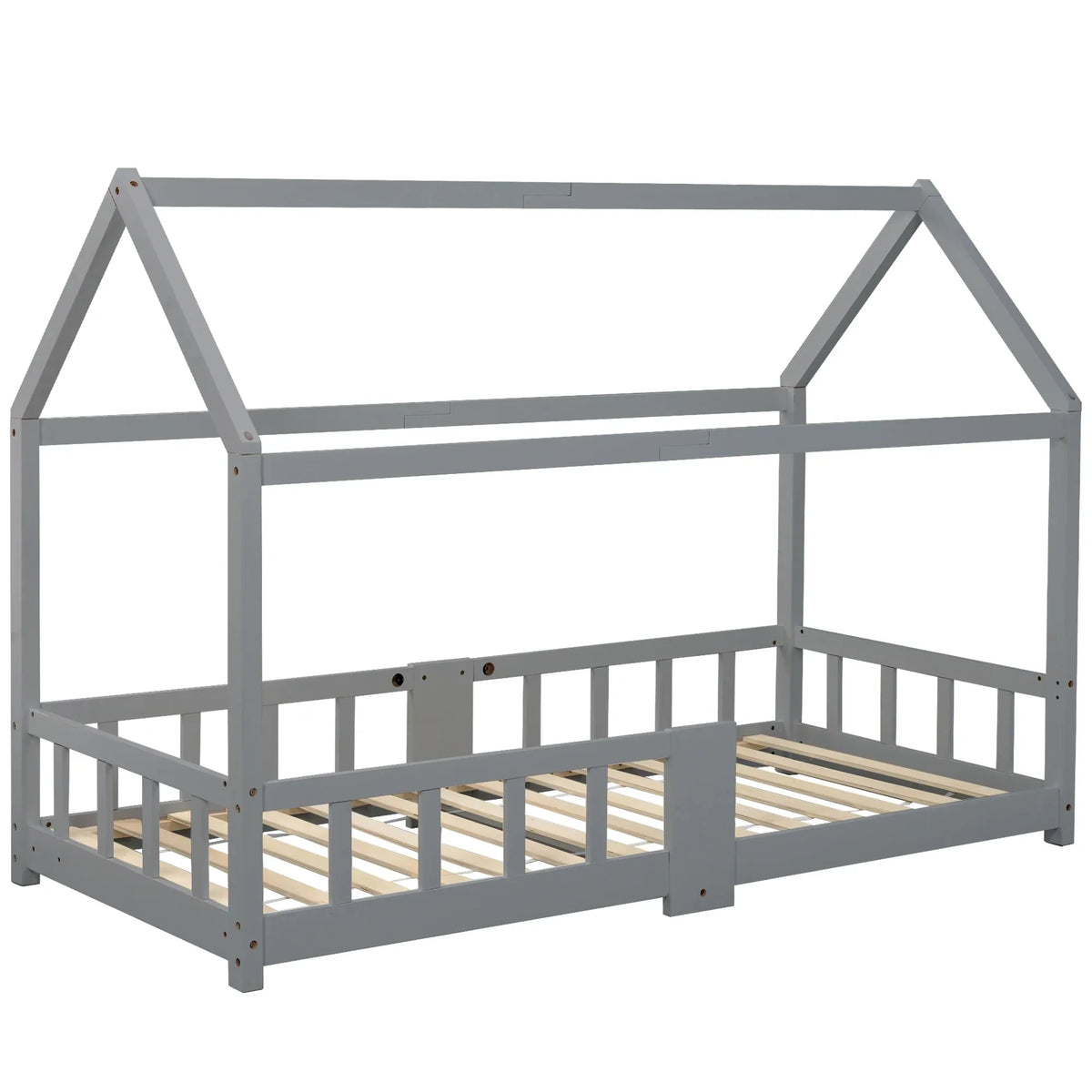 Graues Kinderbett mit Tafel und Lattenrost Lilla Kids