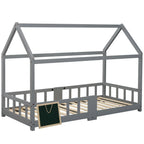 Graues Kinderbett mit Tafel und Lattenrost Lilla Kids