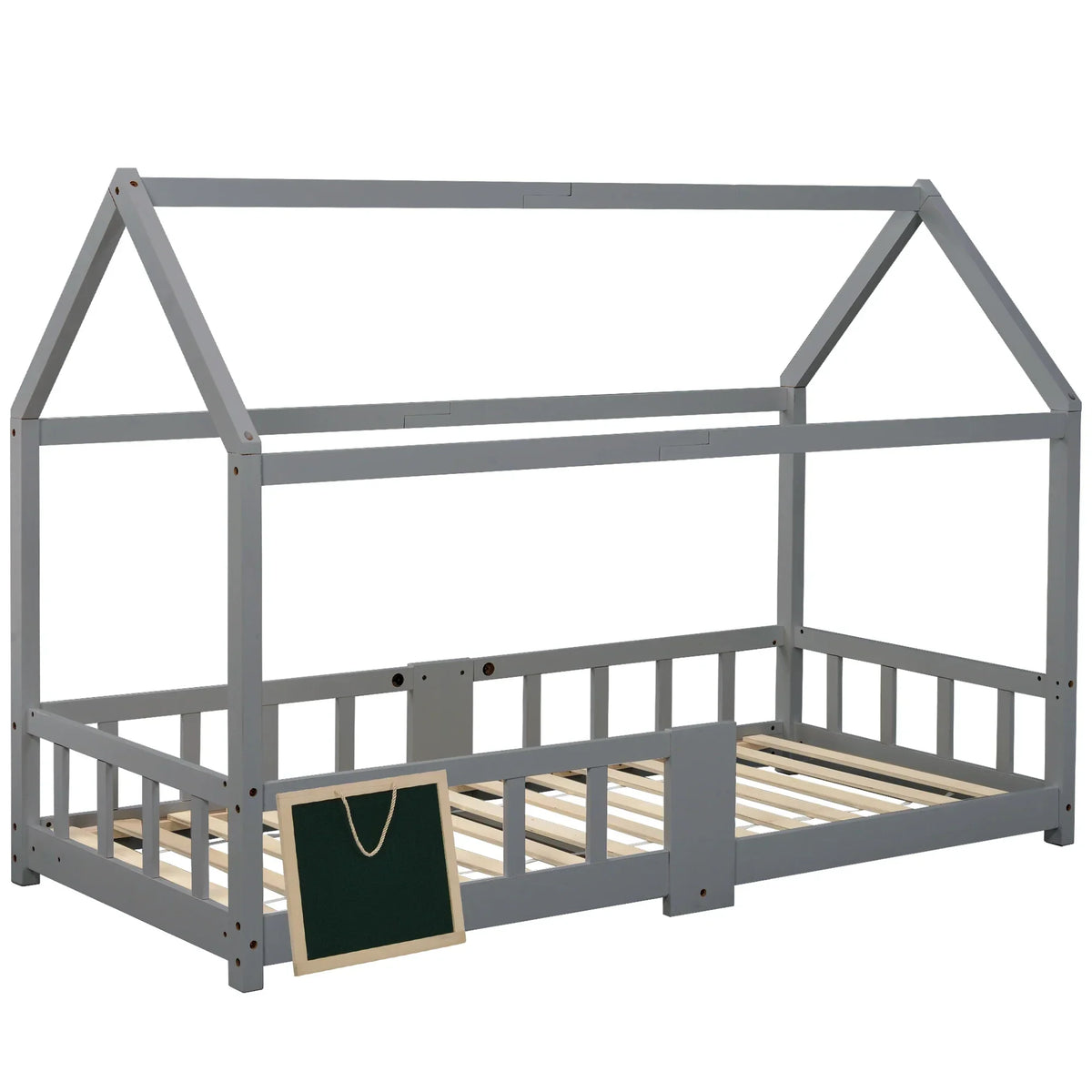 Graues Kinderbett mit Tafel und Lattenrost Lilla Kids