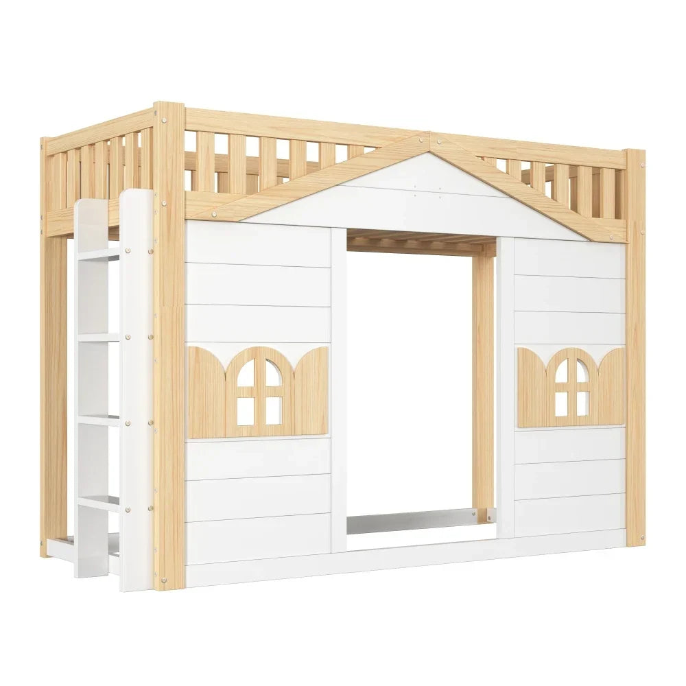 Hochbett, anpassbar, mit Fenstern 90x200 Lilla Kids