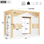 Hochbett, anpassbar, mit Fenstern 90x200 Lilla Kids