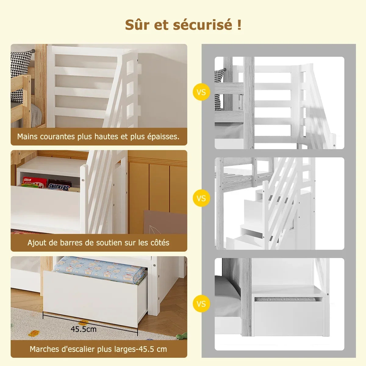 Etagenbett mit Rutsche und Treppe 90x190 Lilla Kids