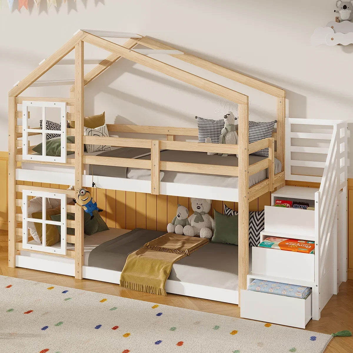 Etagenbett mit Rutsche und Treppe 90x190 Lilla Kids