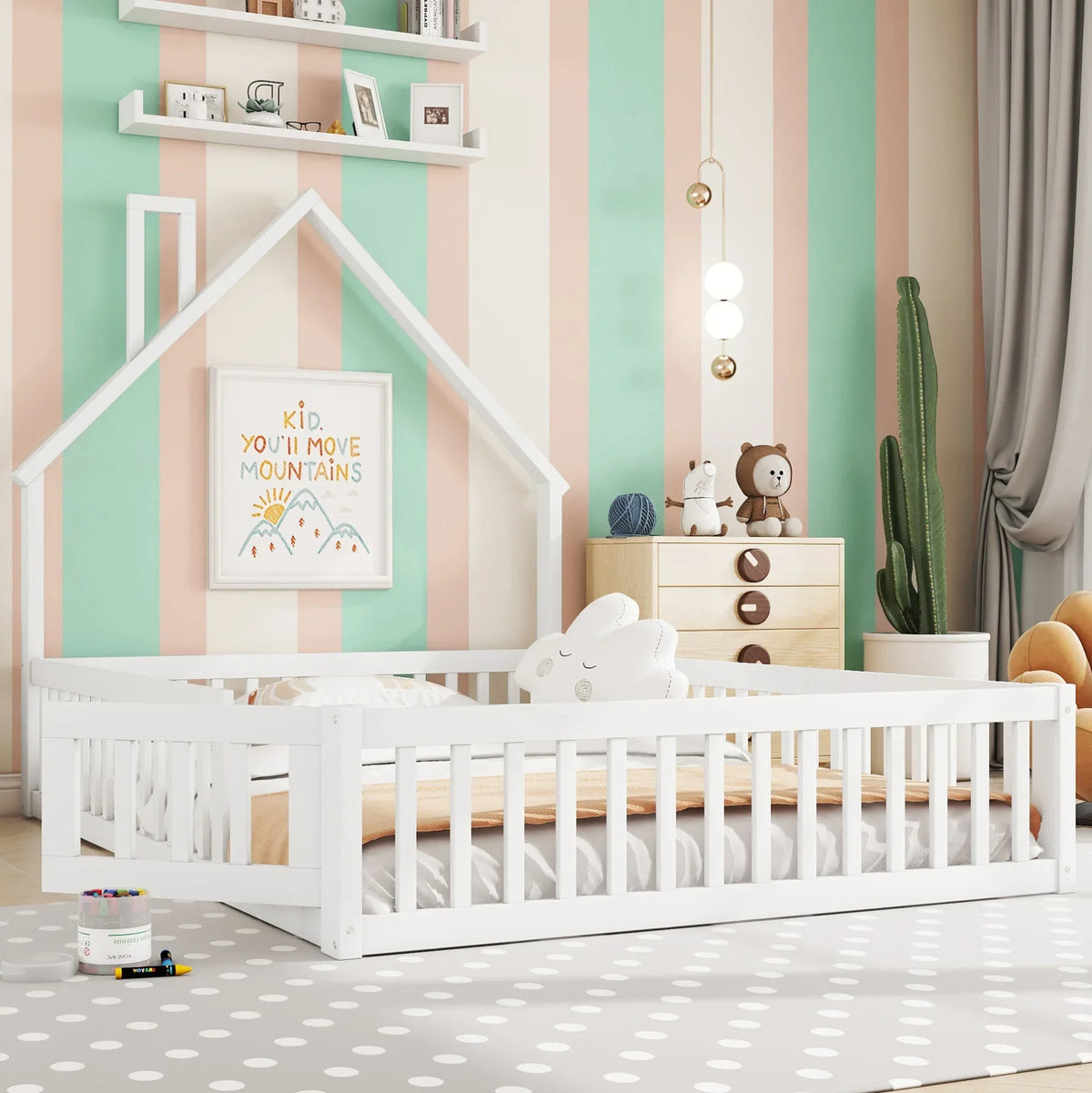 Gepolstertes Kinderbett in Kaminform 140x200 Lilla Kids
