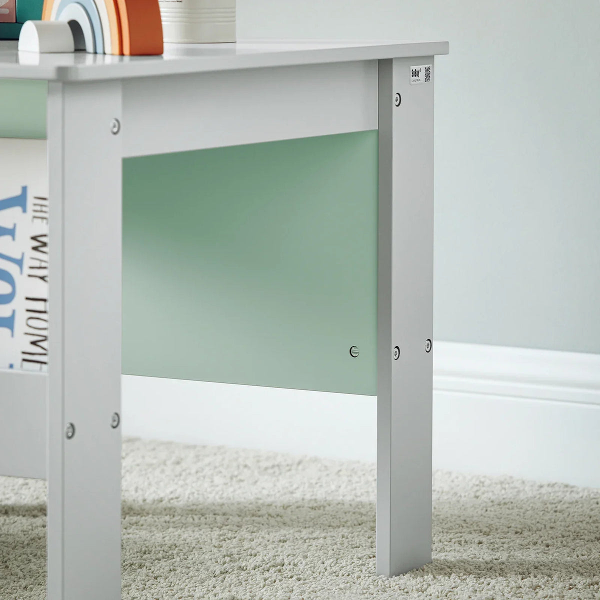 Kinder Tisch und Stühle mit grauem Stauraum Lilla Kids