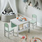 Kinder Tisch und Stühle mit grauem Stauraum Lilla Kids