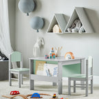 Kinder Tisch und Stühle mit grauem Stauraum Lilla Kids