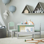 Kinder Tisch und Stühle mit grauem Stauraum Lilla Kids