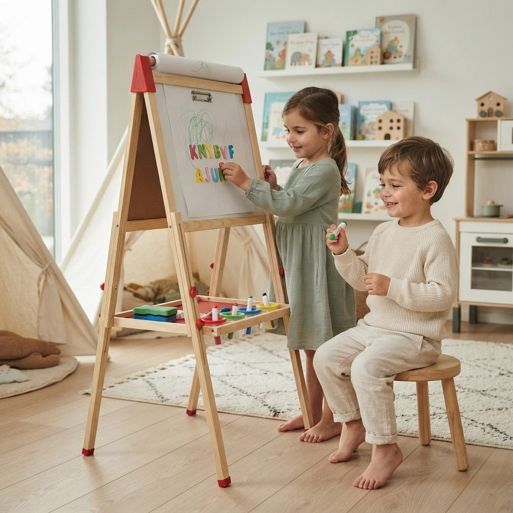 Doppelseitiges Montessori-Holztableau