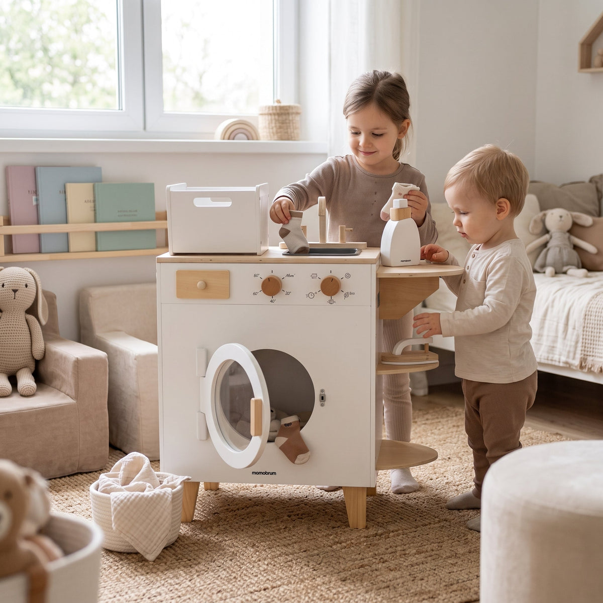 Montessori-Waschmaschine aus Holz